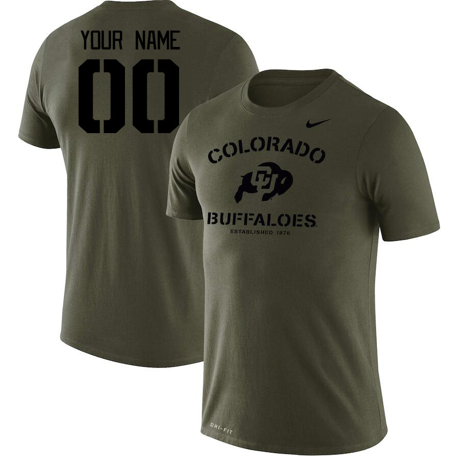 Custom Colorado Buffaloes Name And Number College Tshirt-Olive